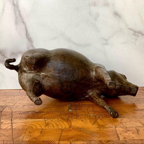 Vintage 1970s Leather Pig Sculpture - Picture 5 of 6